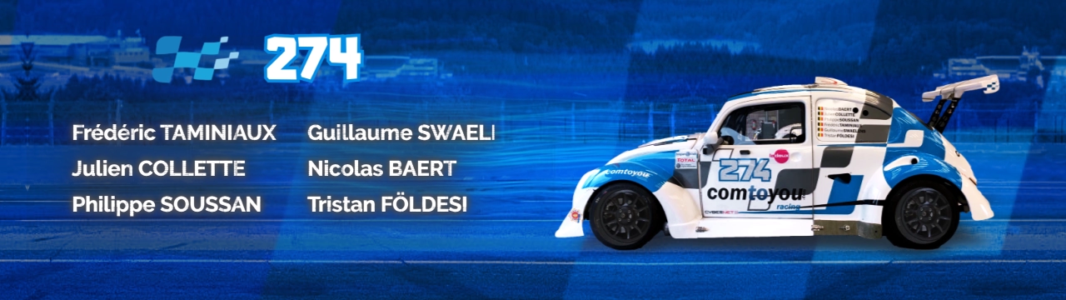 Display of car racing teams for the VW Fun Cup event for Comtoyou Racing by Jordan Vanderstraeten