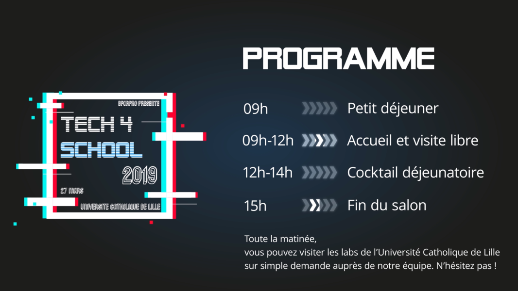 Schedule for the day at the Tech 4 School event by Jordan Vanderstraeten